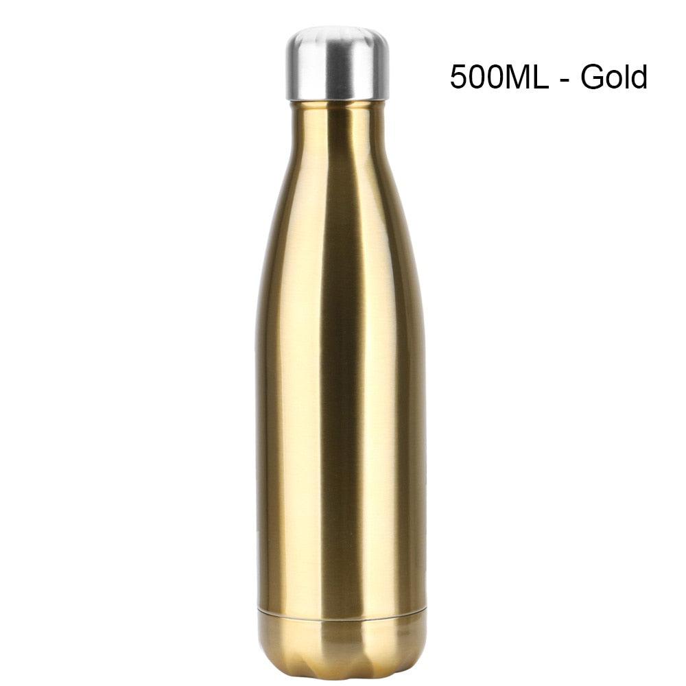 Stainless steel water bottle 500ml gold Stevvex double-wall insulated on Tampa Home & Garden Store