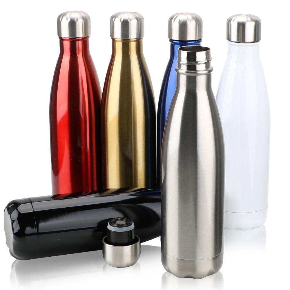 Stainless steel insulated water bottle set of 6 500ml in red gold blue silver white black on Tampa Home & Garden Store