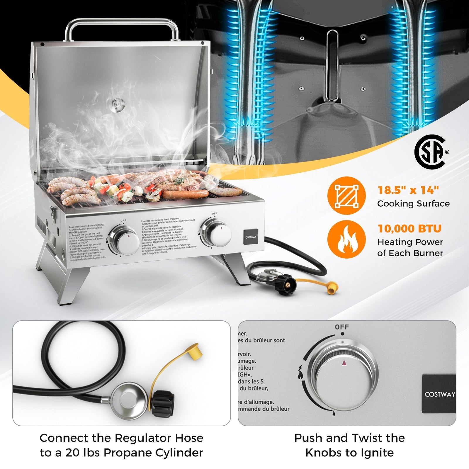 GemGear stainless steel propane grill with lid on Tampa Home & Garden Store