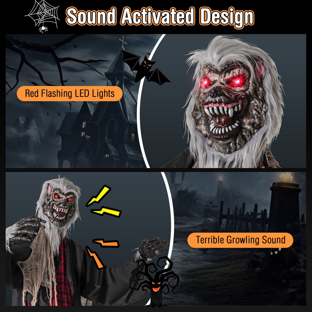 8.2 ft standing animatronic werewolf with red flashing LED eyes and posable arms DirectDeals on Tampa Home & Garden Store