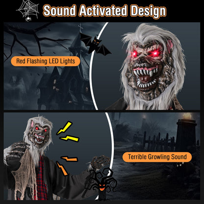 8.2 ft standing animatronic werewolf with red flashing LED eyes and posable arms DirectDeals on Tampa Home & Garden Store