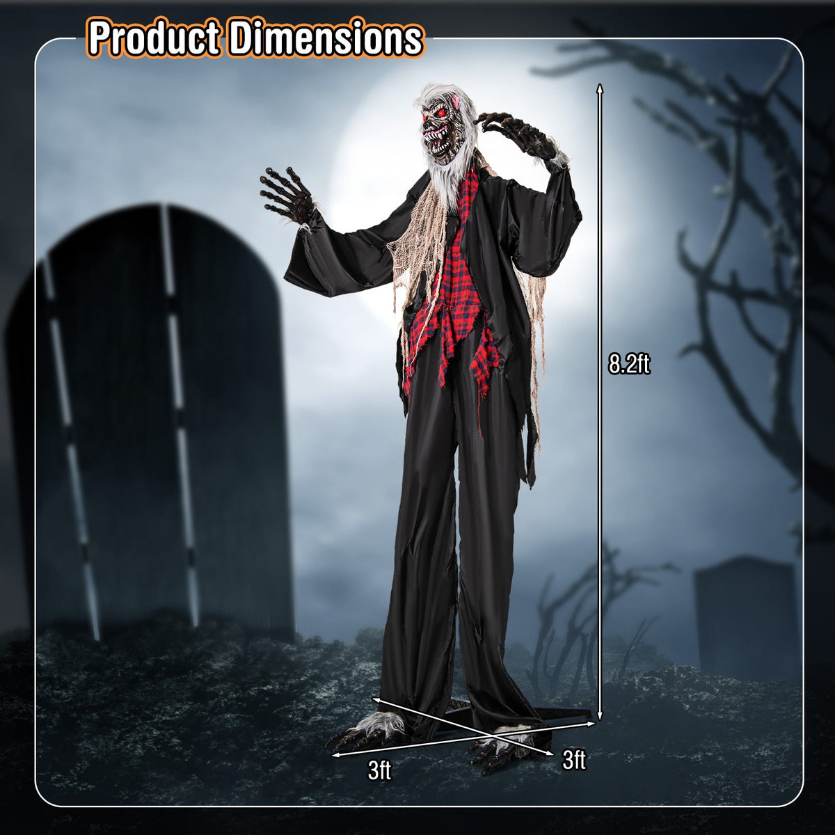 DirectDeals 8.2 ft standing animatronic werewolf with red eyes and poseable arms on Tampa Home & Garden Store