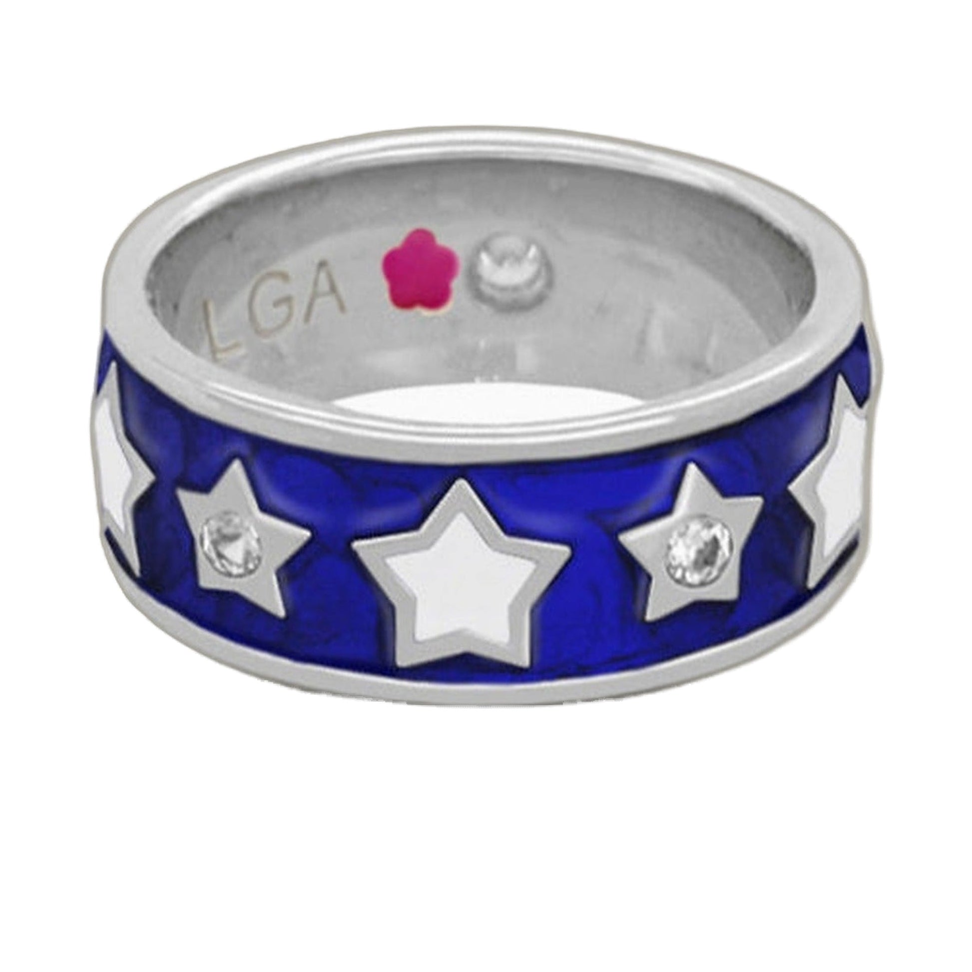 Star Light Ring blue enamel band with white star motifs and crystal accents by Lauren G Adams on Tampa Home & Garden Store