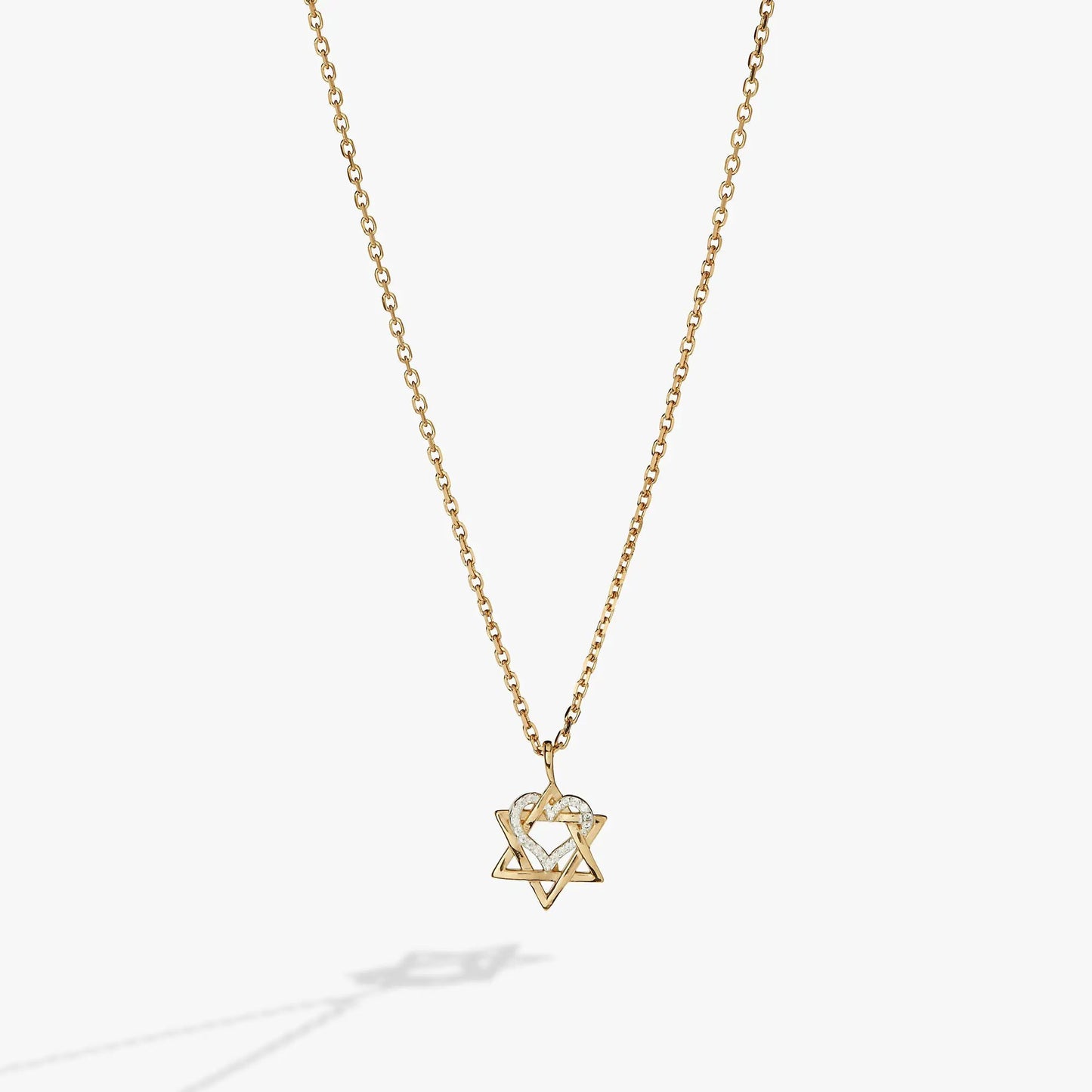 Star of David Heart Necklace Gold Plated