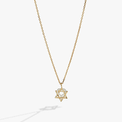 Star of David Heart Necklace Gold Plated