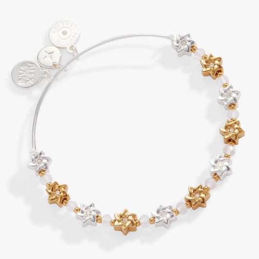 Star of David beaded bangle by ALEX AND ANI, silver and gold star beads with white beads on Tampa Home & Garden Store