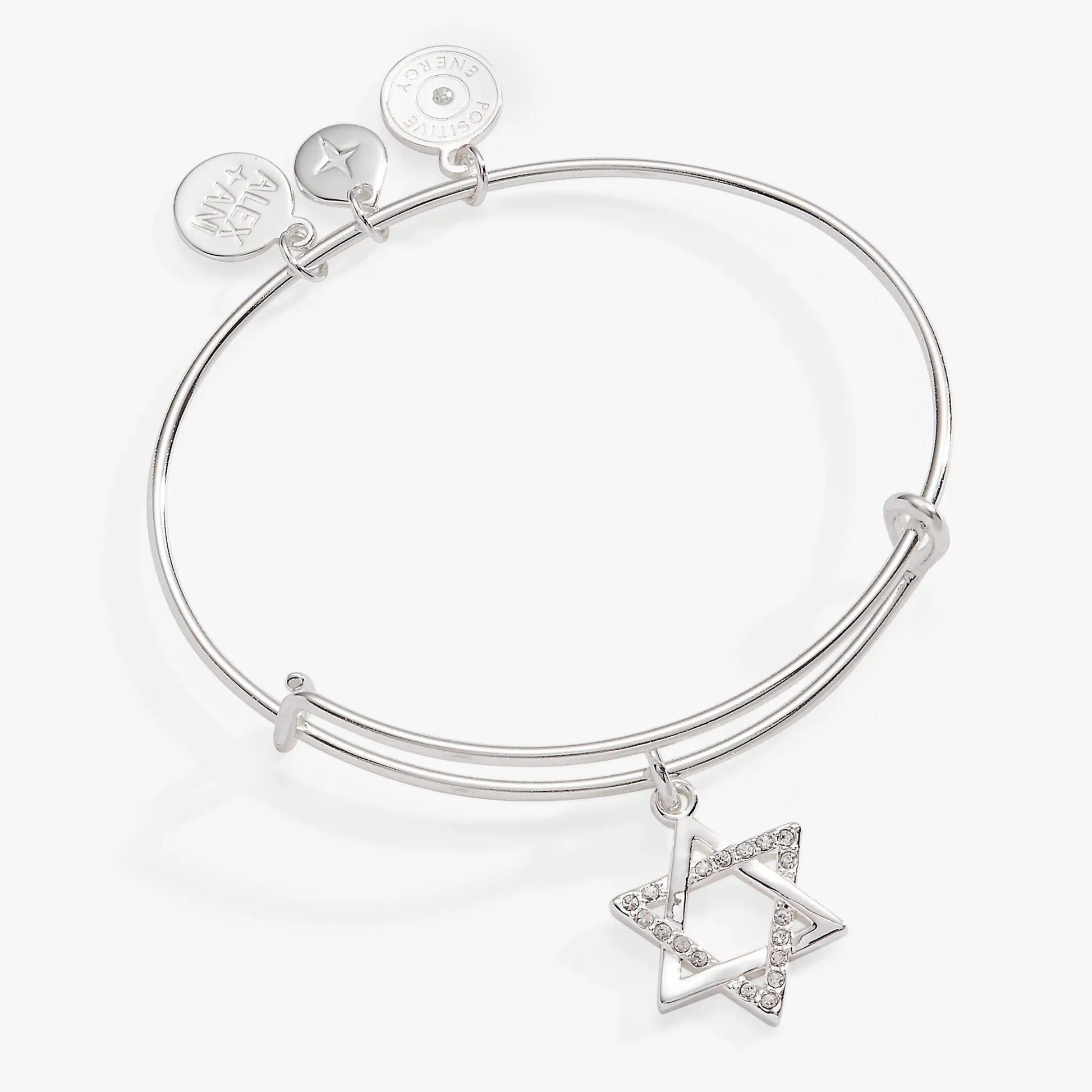Alex and Ani Star of David bracelet on silver bangle with crystal-studded star charm on Tampa Home & Garden Store