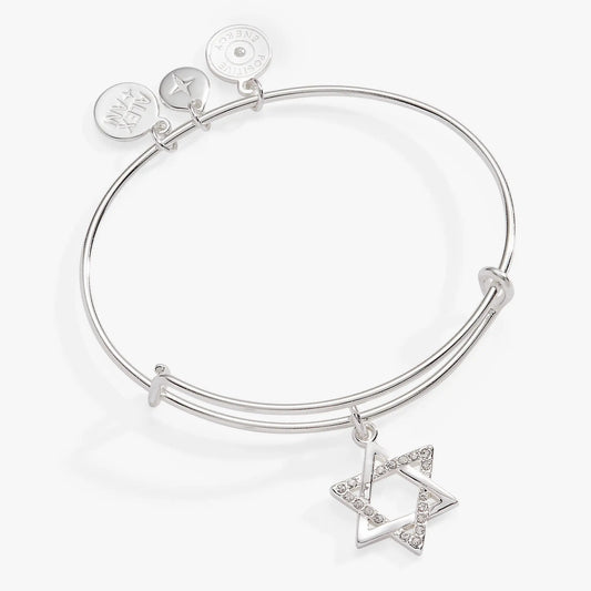 Alex and Ani Star of David bracelet on silver bangle with crystal-studded star charm on Tampa Home & Garden Store