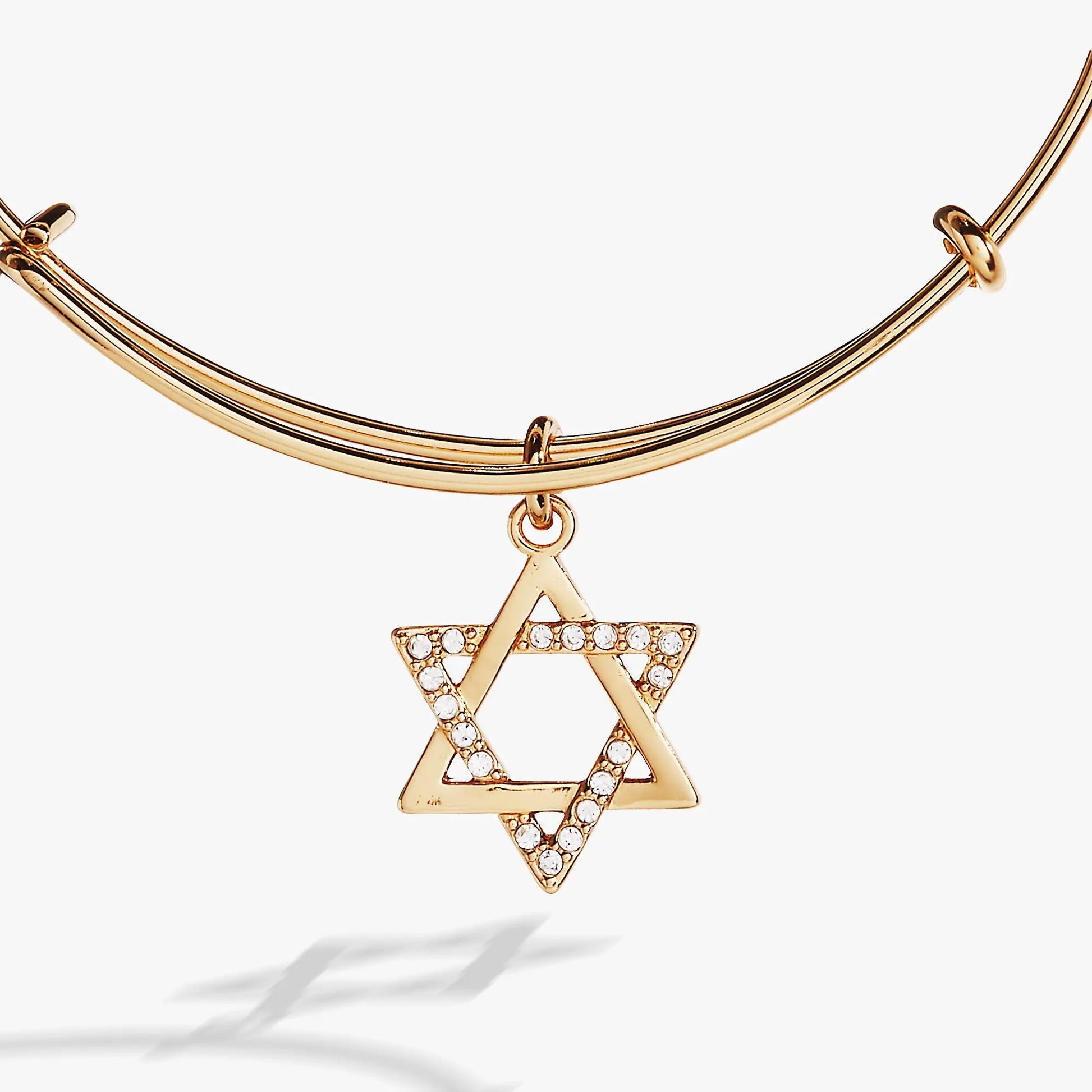Star of David Bangle bracelet by ALEX AND ANI in gold-tone with crystal-studded pendant on Tampa Home & Garden Store