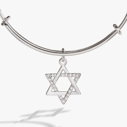 Star of David Bangle bracelet by ALEX AND ANI, silver-tone with crystal triangles on Tampa Home & Garden Store