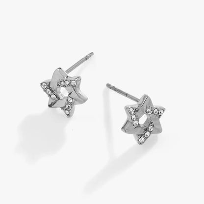 Star of David mini stud earrings, silver-tone metal with crystal accents, by ALEX AND ANI on Tampa Home & Garden Store