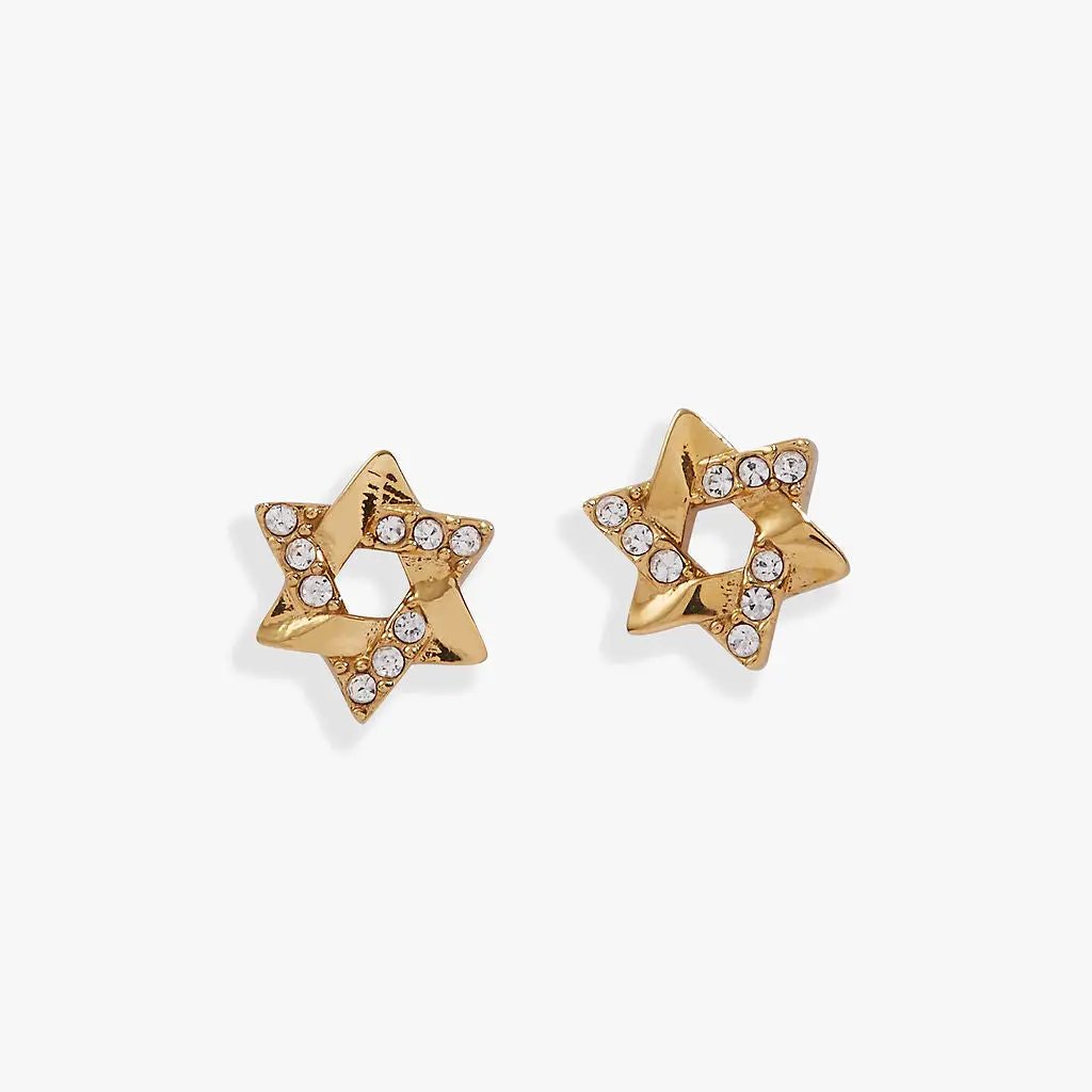 Star of David mini stud earrings, gold-tone with crystal pavé, pair by ALEX AND ANI on Tampa Home & Garden Store