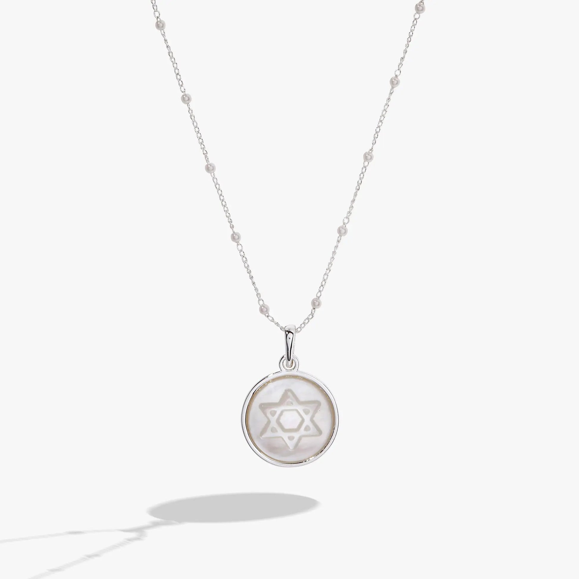 Divine Guides Star of David Necklace by Alex and Ani, silver chain with pearl accents on Tampa Home & Garden Store
