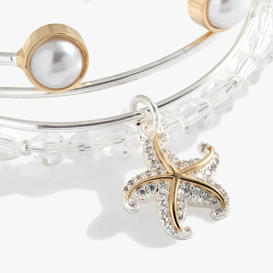 Starfish bangles set of 3 by ALEX AND ANI with crystal star charms on metal bracelets on Tampa Home & Garden Store