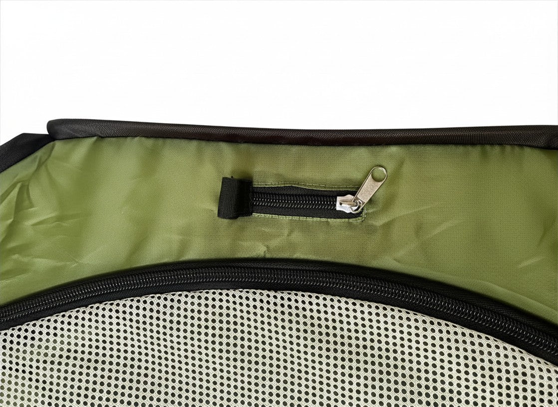 Hen Pen Starter Pop-Up Chick Brooder in green fabric with black zipper and gray mesh panel on Tampa Home & Garden Store