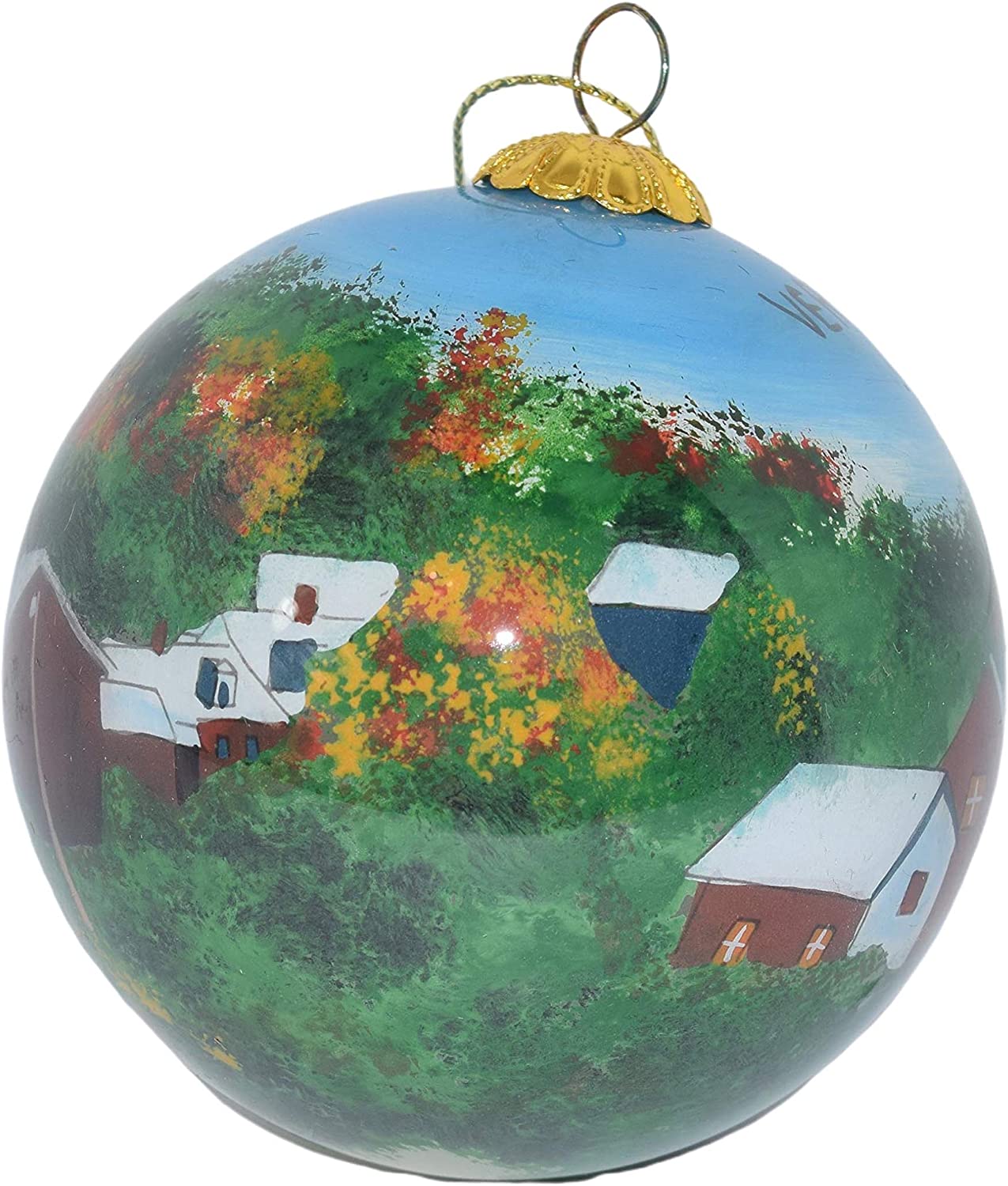 Boule à facettes en verre peinte à la main - Village du Vermont