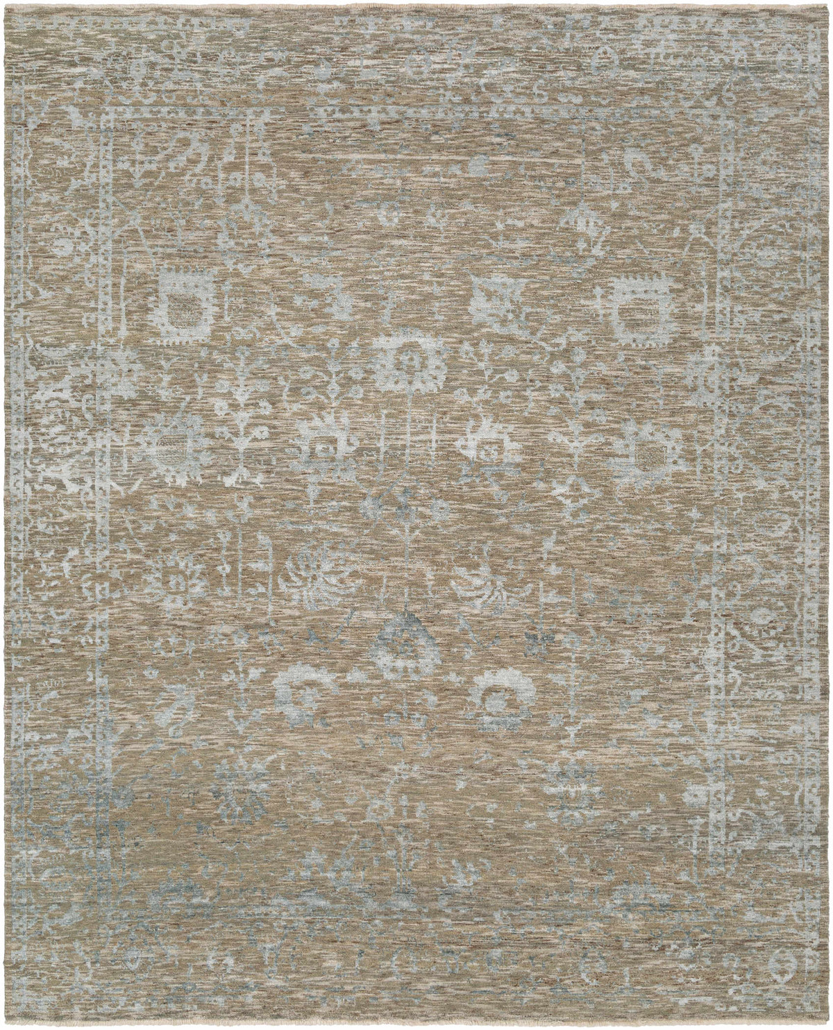 Beige Akos Area Rug by Boutique Rugs; distressed oriental pattern with pale blue accents on Tampa Home & Garden Store