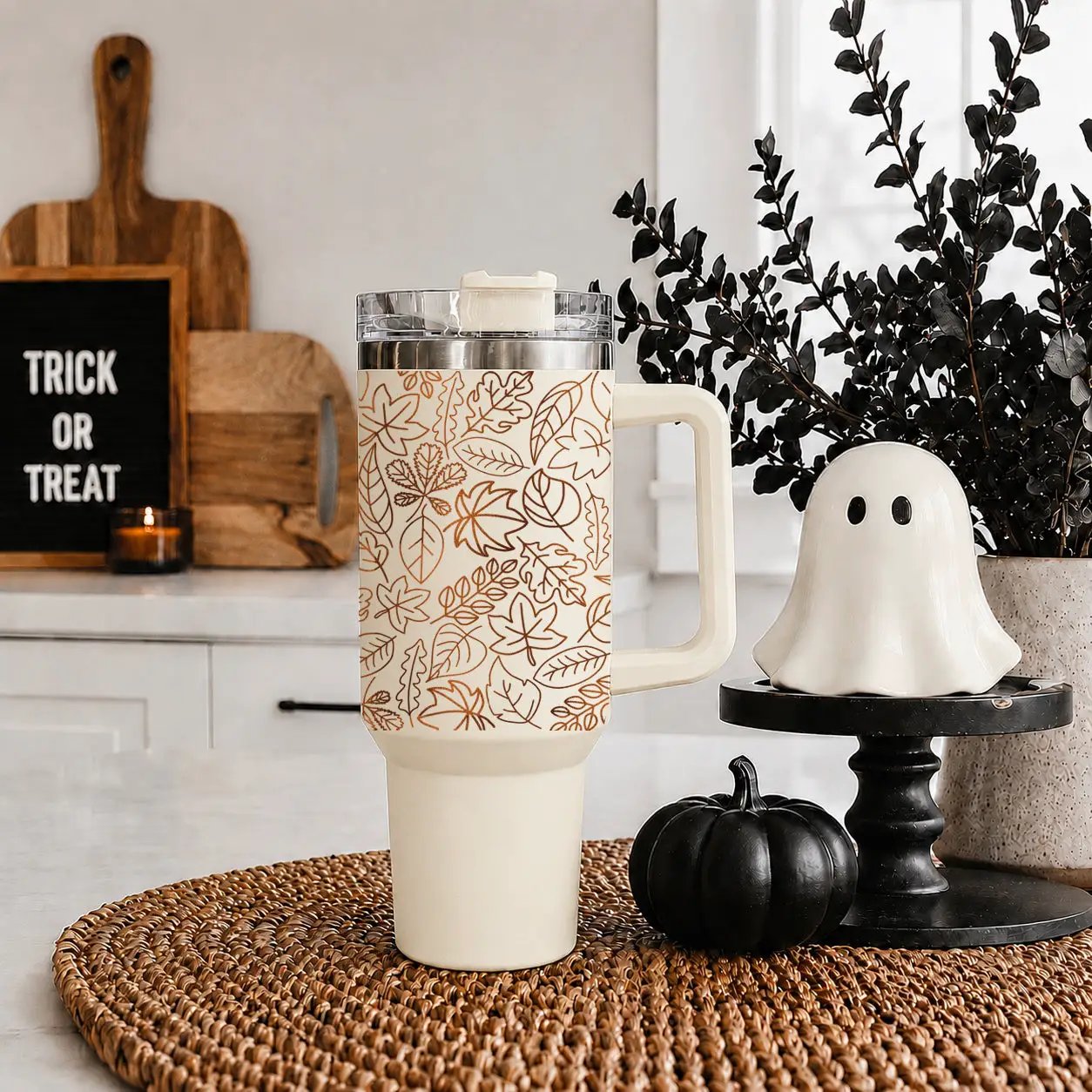 Timeless Fall 40oz Tumbler Cozy Leaf Design