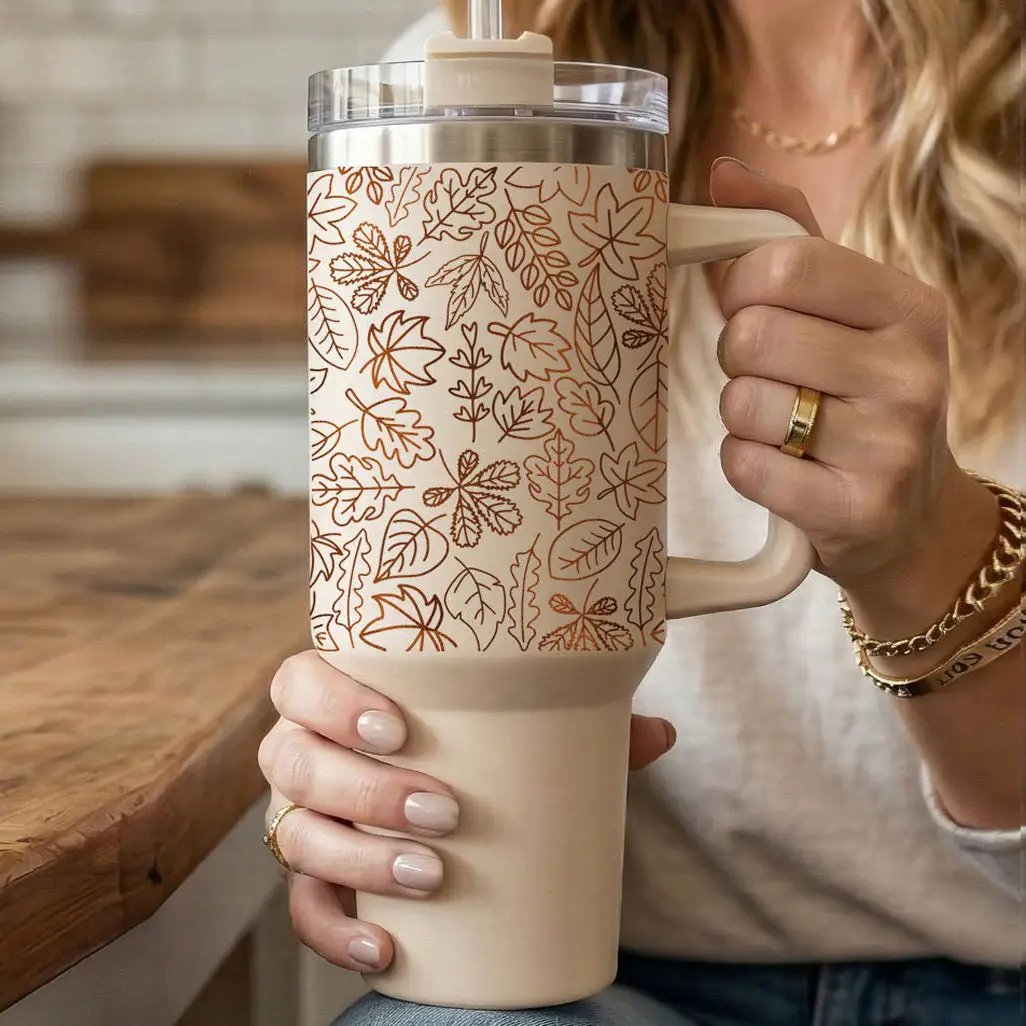 Timeless Fall 40oz Tumbler Cozy Leaf Design