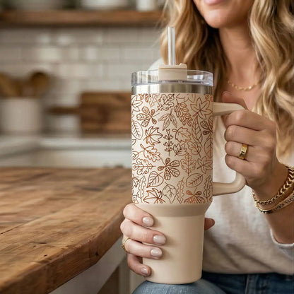 Timeless Fall 40oz Tumbler Cozy Leaf Design