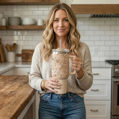 Timeless Fall 40oz Tumbler Cozy Leaf Design