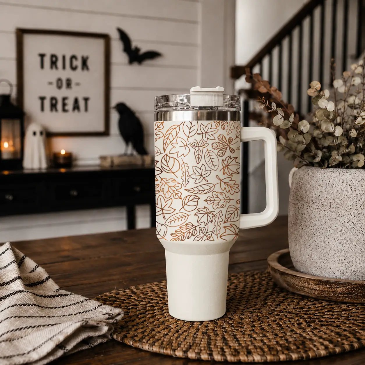 Timeless Fall 40oz Tumbler Cozy Leaf Design