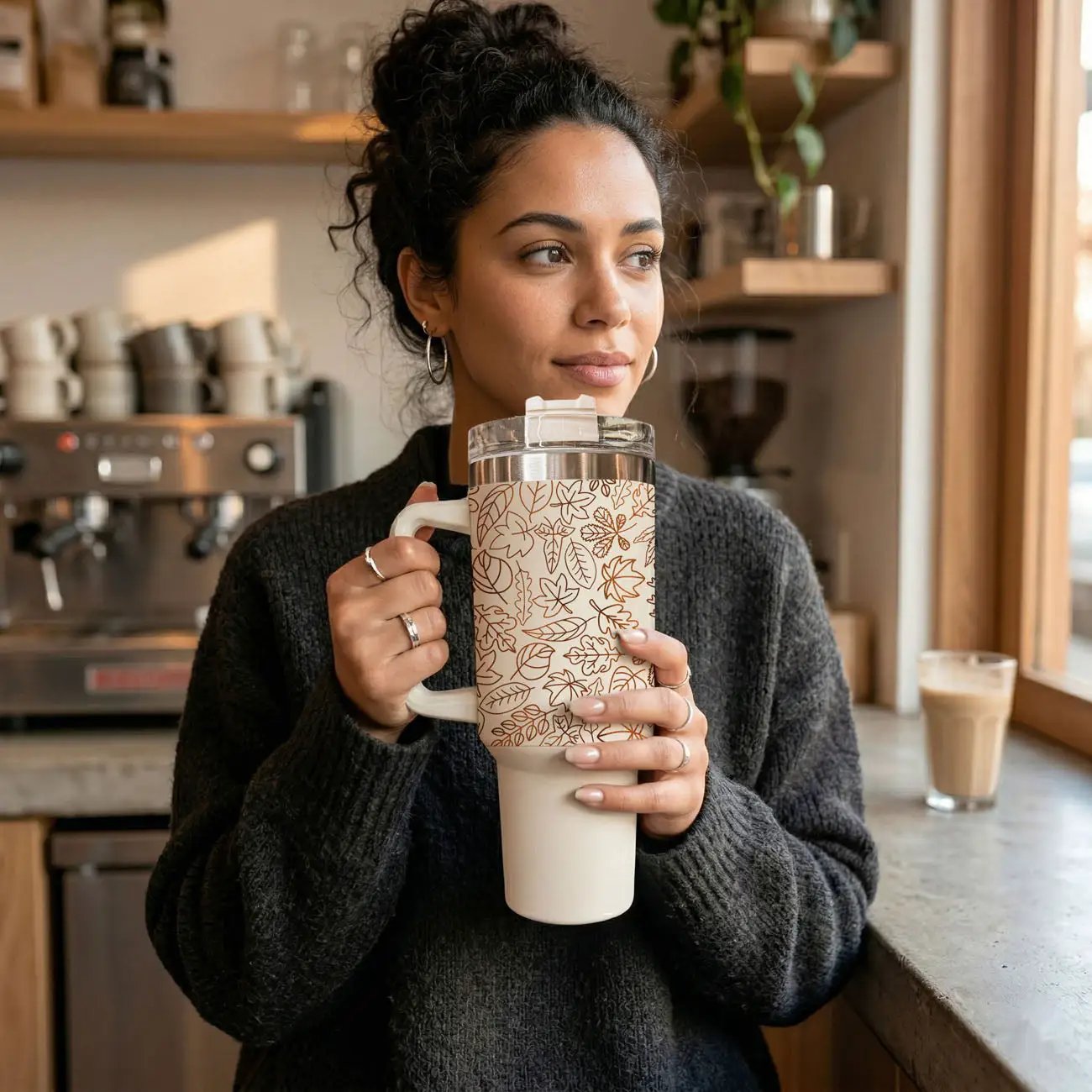 Timeless Fall 40oz Tumbler Cozy Leaf Design