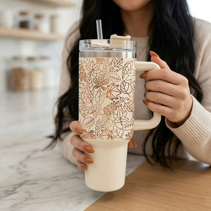 Timeless Fall 40oz Tumbler Cozy Leaf Design