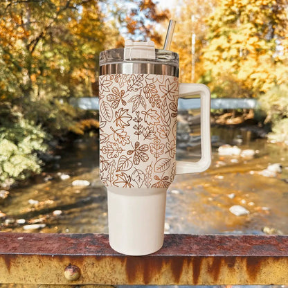 Timeless Fall 40oz Tumbler Cozy Leaf Design