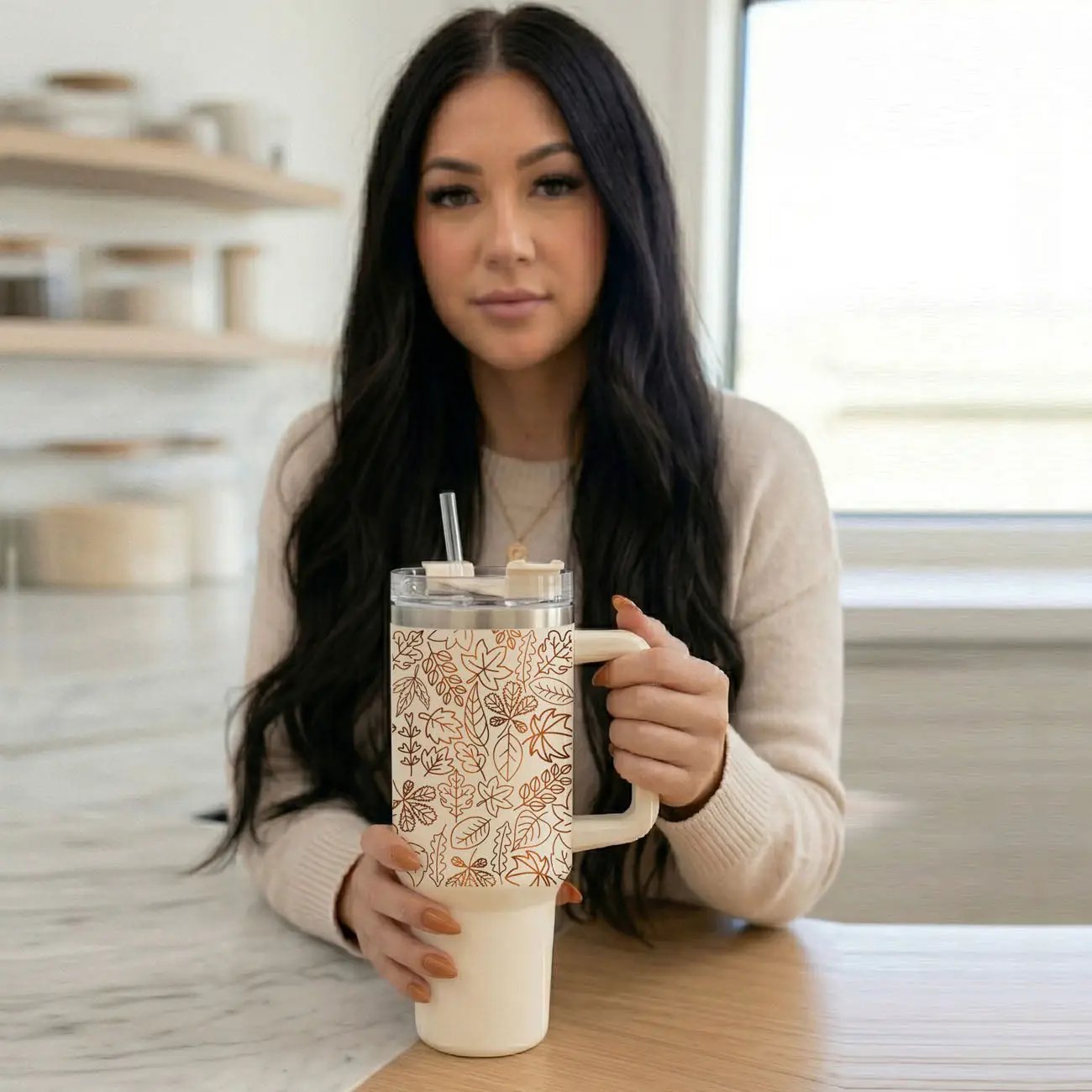 Timeless Fall 40oz Tumbler Cozy Leaf Design