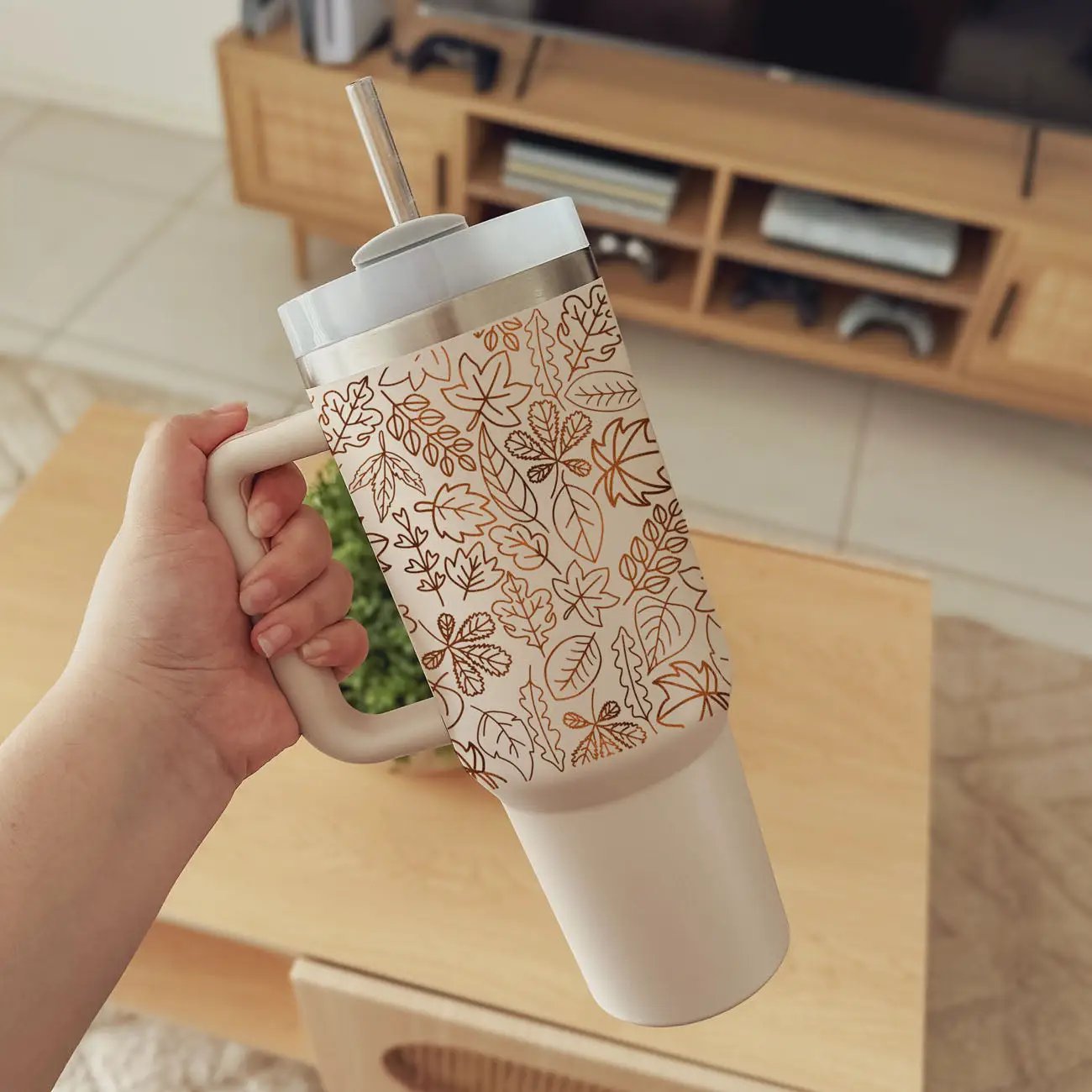 Timeless Fall 40oz Tumbler Cozy Leaf Design
