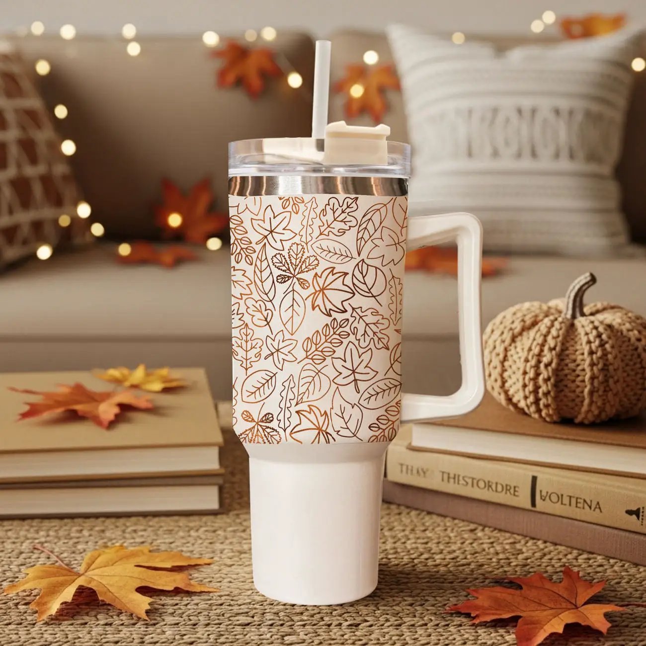 Timeless Fall 40oz Tumbler Cozy Leaf Design