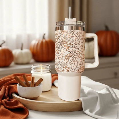 Timeless Fall 40oz Tumbler Cozy Leaf Design
