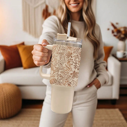 Timeless Fall 40oz Tumbler Cozy Leaf Design