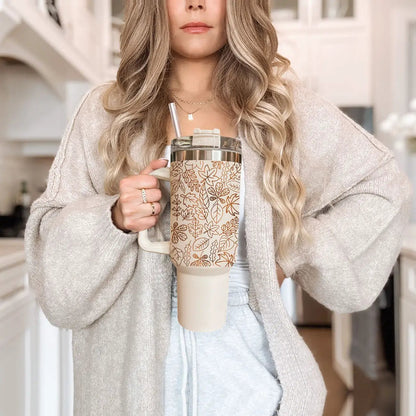 Timeless Fall 40oz Tumbler Cozy Leaf Design