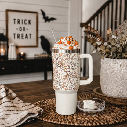 Timeless Fall 40oz Tumbler Cozy Leaf Design