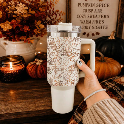 Timeless Fall 40oz Tumbler Cozy Leaf Design