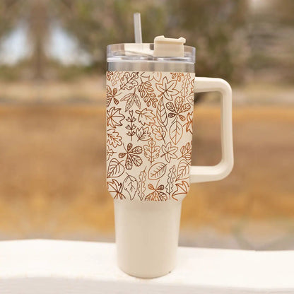 Timeless Fall 40oz Tumbler Cozy Leaf Design