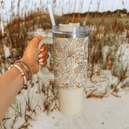 Timeless Fall 40oz Tumbler Cozy Leaf Design