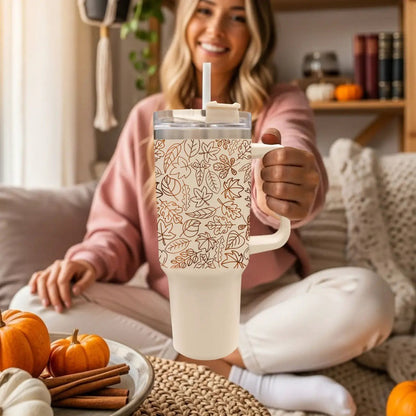 Timeless Fall 40oz Tumbler Cozy Leaf Design