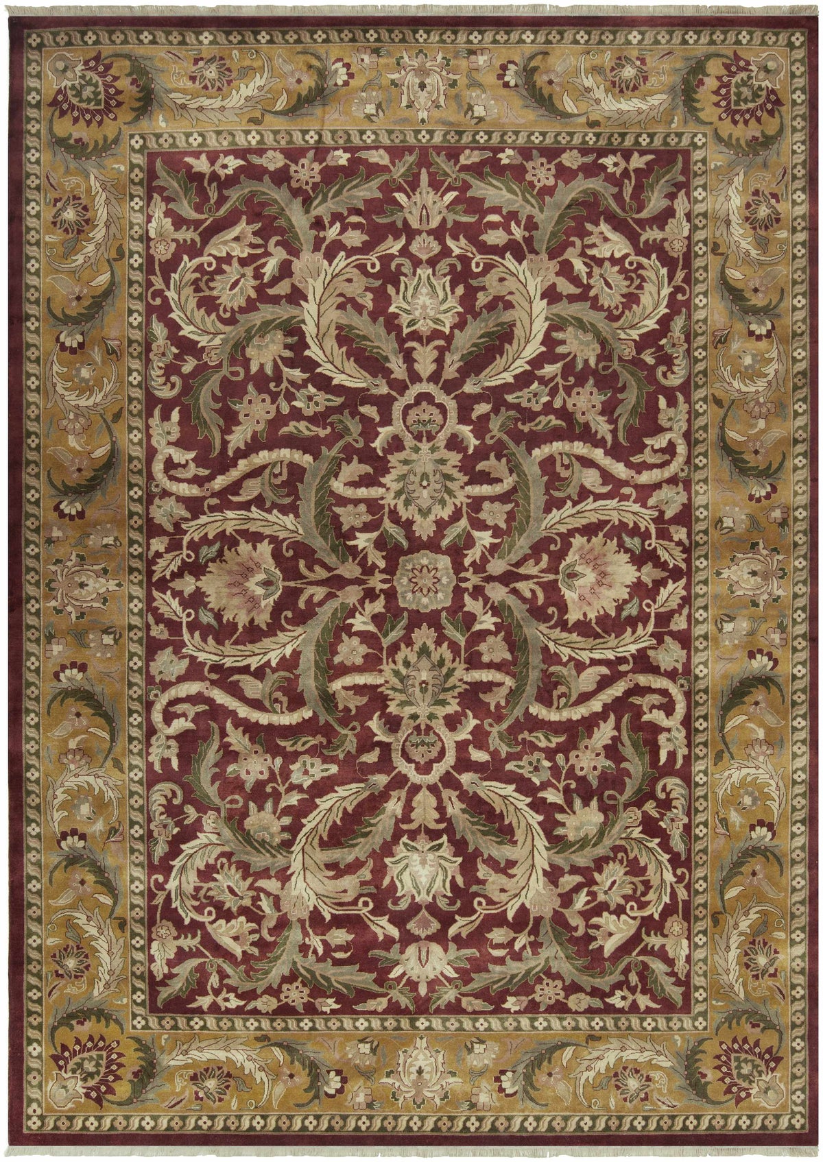 Steuben Premium Wool Area Rug burgundy with ornate floral pattern, Boutique Rugs on Tampa Home & Garden Store