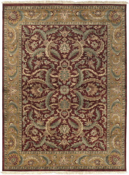 Steuben Premium Wool Area Rug burgundy field with green-gold border by Boutique Rugs on Tampa Home & Garden Store