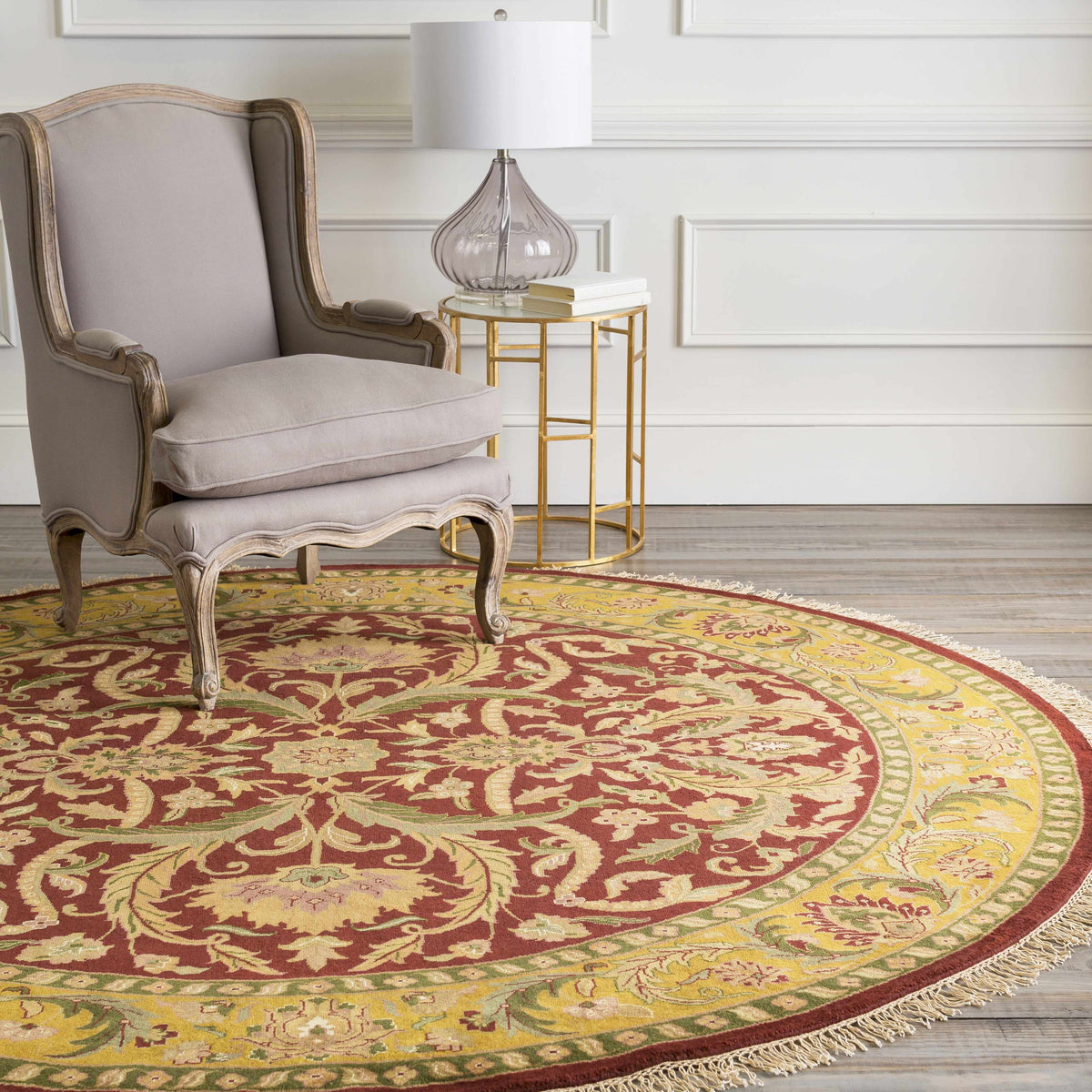 Steuben Premium Wool Area Carpet rug by Boutique Rugs, round ornate multicolor design on Tampa Home & Garden Store