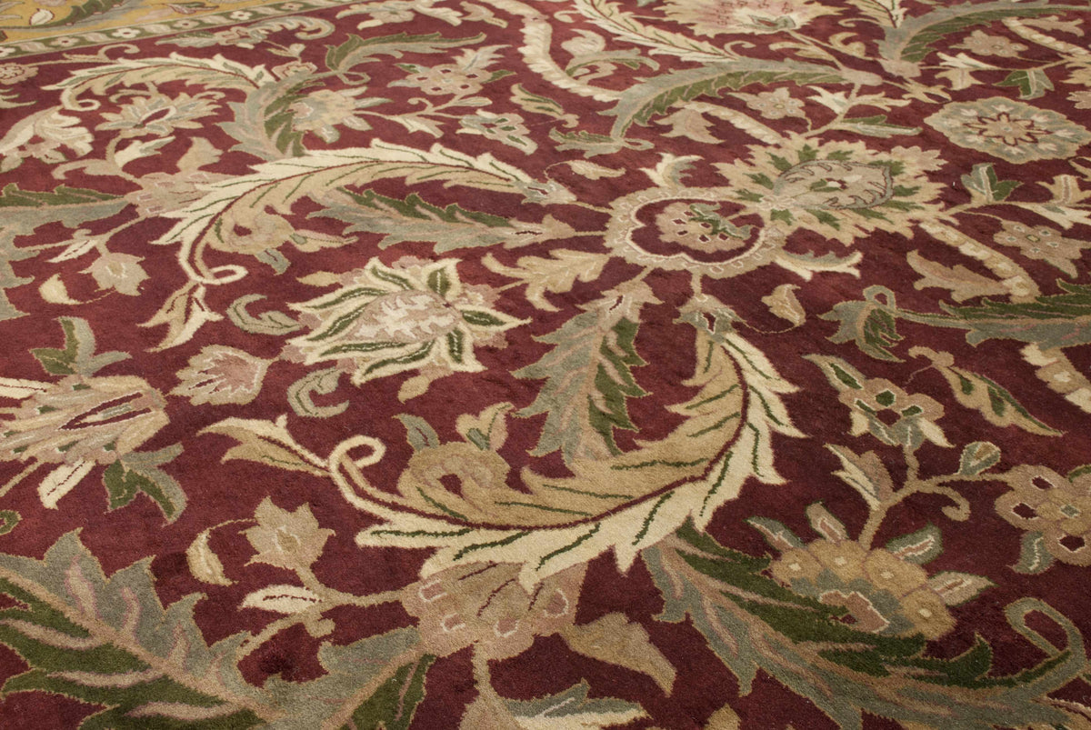 Steuben Premium Wool Carpet burgundy field with beige ivory floral motifs Boutique Rugs on Tampa Home & Garden Store