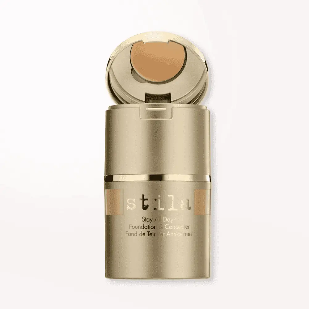 Stila Stay All Day Foundation & Concealer gold bottle with beige concealer pan open cap on Tampa Home & Garden Store