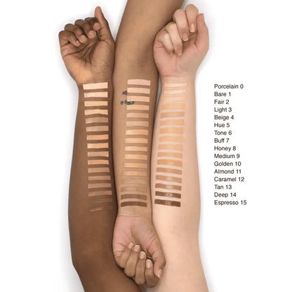 Stila Stay All Day Foundation & Concealer swatches on three arms showing Nava Beauty shade range on Tampa Home & Garden Store