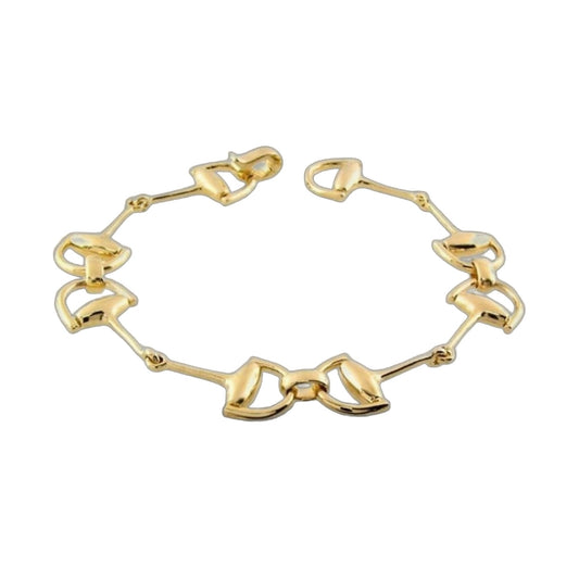 Equestrian Stirrup Bracelet Slim Bar Link in gold tone on Tampa Home & Garden Store