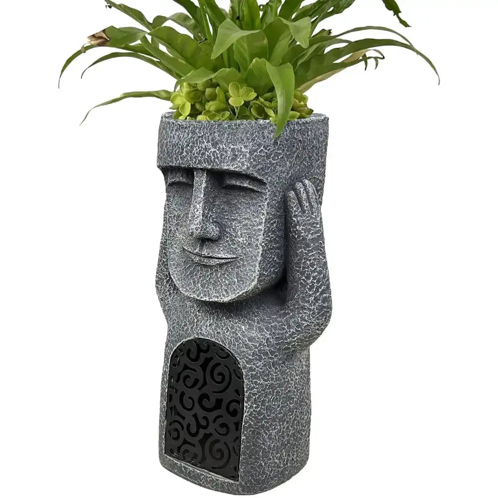 Stone gray moai planter statue with carved face, Decorbites, Home & Garden on Tampa Home & Garden Store