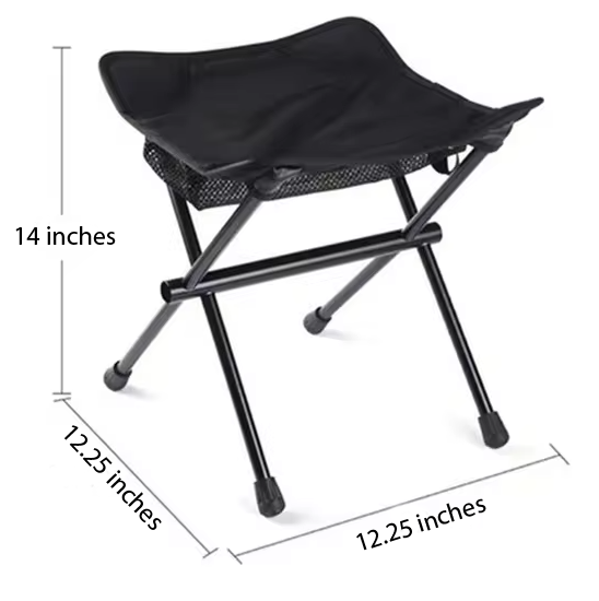 Foldable camping stool River Country Gear, black seat, metal frame on Tampa Home & Garden Store
