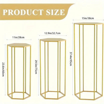 Decorbites gold hexagonal vase set, 3-piece metal vases in small, medium, and large sizes on Tampa Home & Garden Store